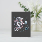 サンタの宇宙飛行士 スペーススーツ クリスマスのお祝い シーズンポストカード (スタンド正面)