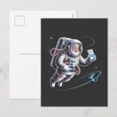 サンタの宇宙飛行士 スペーススーツ クリスマスのお祝い シーズンポストカード (正面/裏面)