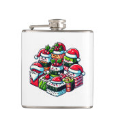 サンタの寿司デライトおもしろいフェスティバルクリスマスアート フラスク (正面)