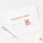 サンタの封印 | 赤と白のクリスマスギフト 長方形シール (封筒)