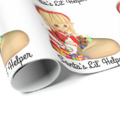 サンタの小さい助手の赤い女の子の小妖精や小人 ラッピングペーパー (ロールコーナー)