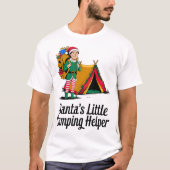 サンタの小さなキャンプヘルパークリスマスデザイン Tシャツ (正面)