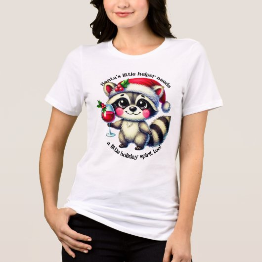 サンタの小さなヘルパーがフェスティバルの休日の精神で トライブレンドTシャツ (正面)