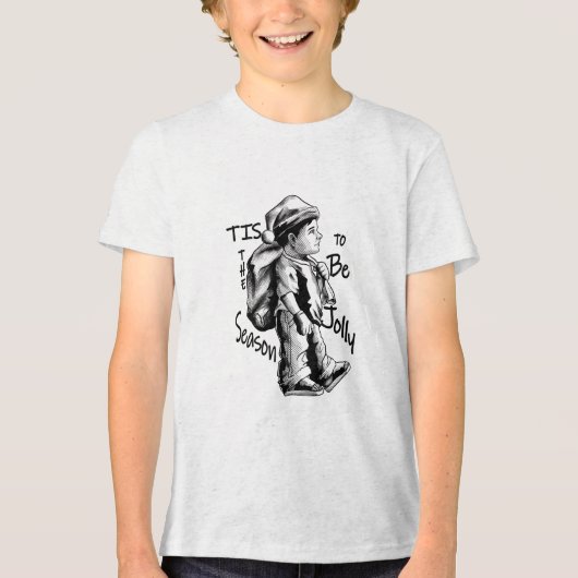 「サンタの小さなヘルパーが動いている」 トライブレンドＴシャツ (正面)