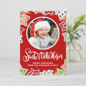サンタの小さなヘルパーのクリスマスクッキー写真 シーズンカード (スタンド正面)