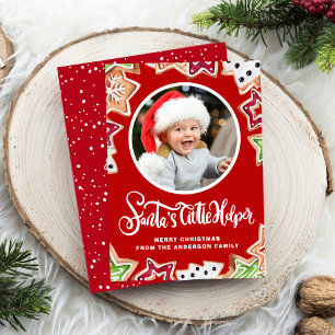 サンタの小さなヘルパーのクリスマスクッキー写真 シーズンカード