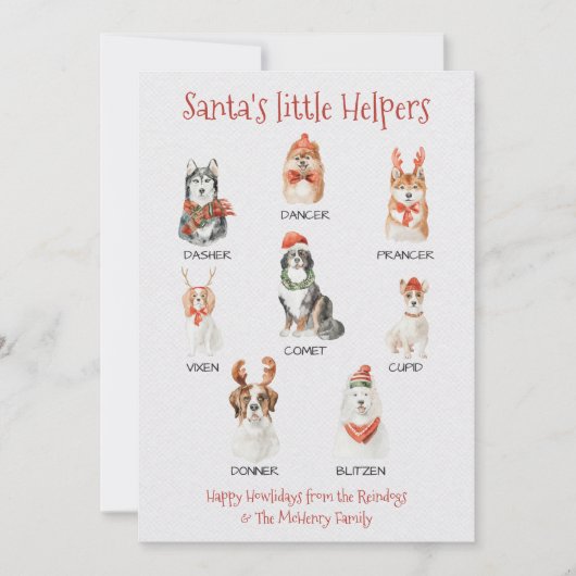 サンタの小さなヘルパー犬のトナカイの名前 シーズンカード (正面)