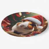 「サンタの小さなヘルパー：クリスマスモルモット」 ペーパープレート (アングル)