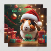 「サンタの小さなヘルパー：クリスマスモルモット」 招待状 (正面/裏面)