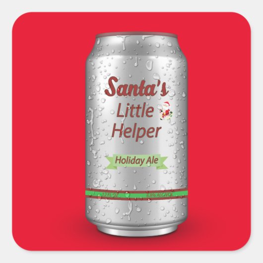 サンタの小さなヘルパー・ビール缶 スクエアシール (正面)