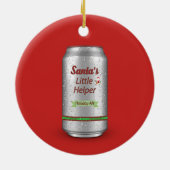 サンタの小さなヘルパー・ビール缶 セラミックオーナメント (裏面)
