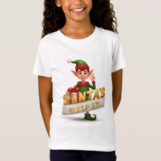 サンタの小さなヘルパーChristmas Kids Tシャツ – カット (正面)