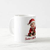 サンタの小さな助っ人マグカップ - かわいい赤ちゃんのクリスマス コーヒーマグカップ (正面左)