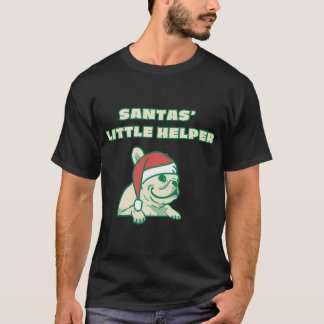 サンタの小さな助っ人 クリスマスの犬 Tシャツ
