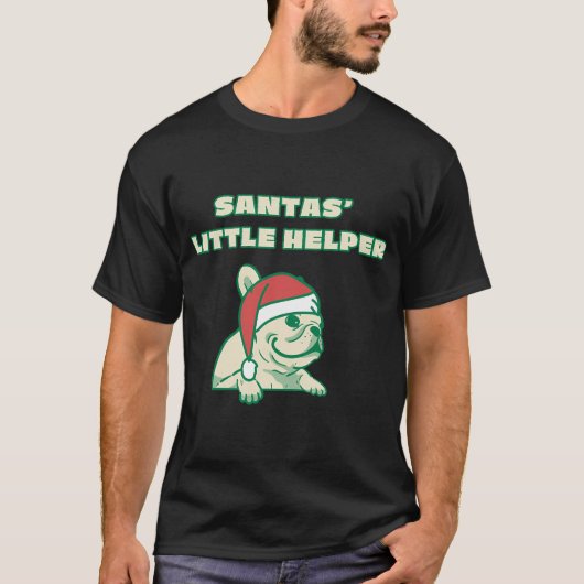 サンタの小さな助っ人 クリスマスの犬 Tシャツ (正面)