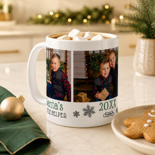 サンタの小さな助っ人 グリーン 写真 クリスマス コーヒーマグカップ