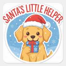 サンタの小さな助手 クリスマス犬ステッカー