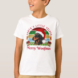 サンタの小さな吠える子、面白いダックスフントのクリスマス Tシャツ
