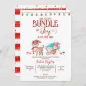 サンタの小さな喜びの塊、冬のベビーシャワー 招待状 (正面/裏面)