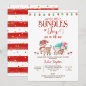 サンタの小さな喜びの束、双子の赤ちゃんシャワー 招待状 (正面/裏面)