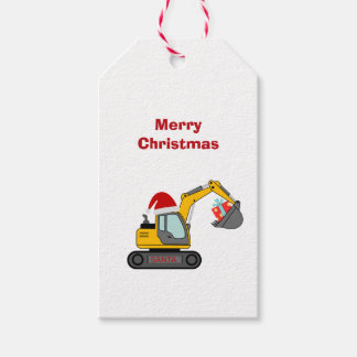 サンタの小さな掘削機 クリスマスタグ ギフトタグ