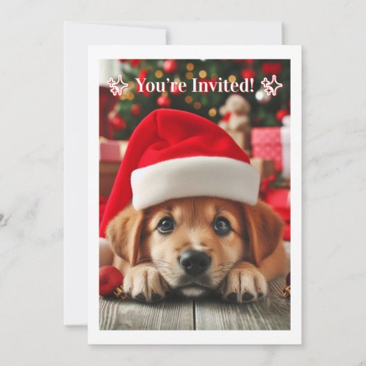 サンタの小さな相棒のパピー 招待状 (正面)