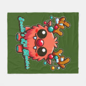 サンタの小さな赤い怪物 フリースブランケット (正面(横))