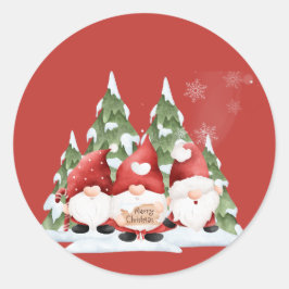 サンタの小人のクリスマス丸ステッカー ラウンドシール