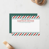 サンタの小人の机からのメモ クリスマスカード ノートカード (正面/裏面インサイチュ)
