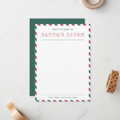 サンタの小人の机からの空白のクリスマス ノートカード (正面/裏面インサイチュ)