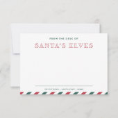 サンタの小人の机から クリスマスの白紙カード ノートカード (正面)