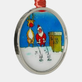 サンタの小便をするクリスマスツリーのオーナメント メタルオーナメント (右)
