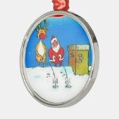 サンタの小便をするクリスマスツリーのオーナメント メタルオーナメント (左)