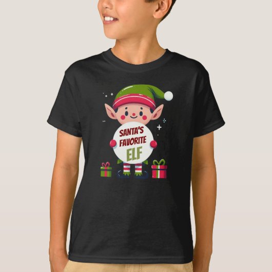 サンタの小妖精や小人お気に入りのギフトボックス Tシャツ (正面)