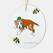 サンタの小妖精や小人の漫画犬のオーナメント セラミックオーナメント (左)