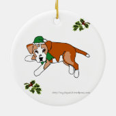サンタの小妖精や小人の漫画犬のオーナメント セラミックオーナメント (裏面)