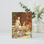 サンタの小妖精や小人を持つクロースBakes Cookies夫人 シーズンポストカード (スタンド正面)