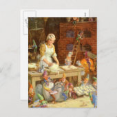 サンタの小妖精や小人を持つクロースBakes Cookies夫人 シーズンポストカード (正面/裏面)