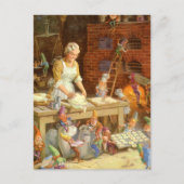 サンタの小妖精や小人を持つクロースBakes Cookies夫人 シーズンポストカード (正面)