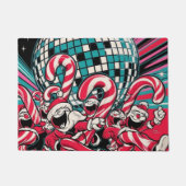 サンタの小妖精や小人キャンディカネスがディスコボールの下でAを踊る ドアマット (正面)