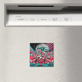 サンタの小妖精や小人キャンディカネスがディスコボールの下でAを踊る マグネット (インサイチュ (食洗機))