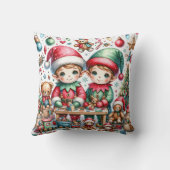 サンタの小妖精や小人ワークショップのクリスマスで愛らしい クッション (裏面)
