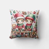 サンタの小妖精や小人ワークショップのクリスマスで愛らしい クッション (正面)