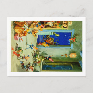 サンタの小妖精や小人忙しが彼の北極ワークショップで シーズンポストカード