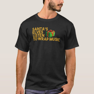 サンタの小妖精や小人聞が音楽をラップするクリスマスプーンT Tシャツ