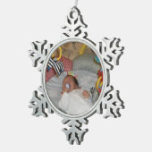 サンタの少し天使 スノーフレークピューターオーナメント (右)