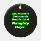 サンタの少年リストが欲しいいけな セラミックオーナメント (裏面)