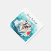 サンタの帆船 – 熱帯の海辺のクリスマス スタンダードカクテルナプキン (角)