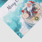 サンタの帆船 – 熱帯の海辺のクリスマス 薄葉紙 (詳細)