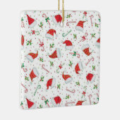 サンタの帽子およびキャンディ・ケーン セラミックオーナメント (右)